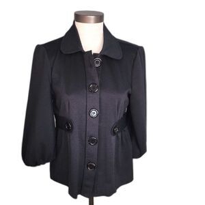 Courtenay Black Retro Button Up Shacket 3/4 Sleeves Blazer Size S